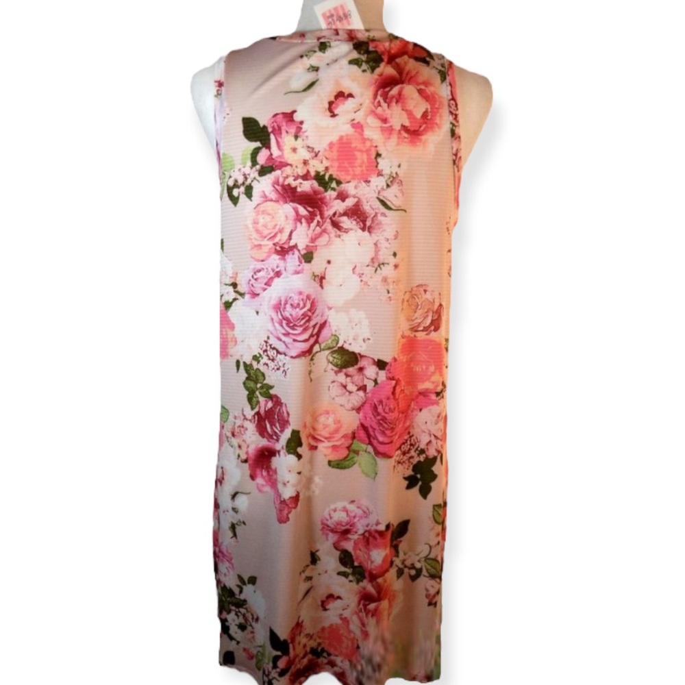 NWT Sun & Moon Pink Floral Mini Pullover Sleeveless Dress Pockets Size Medium - Picture 3 of 7